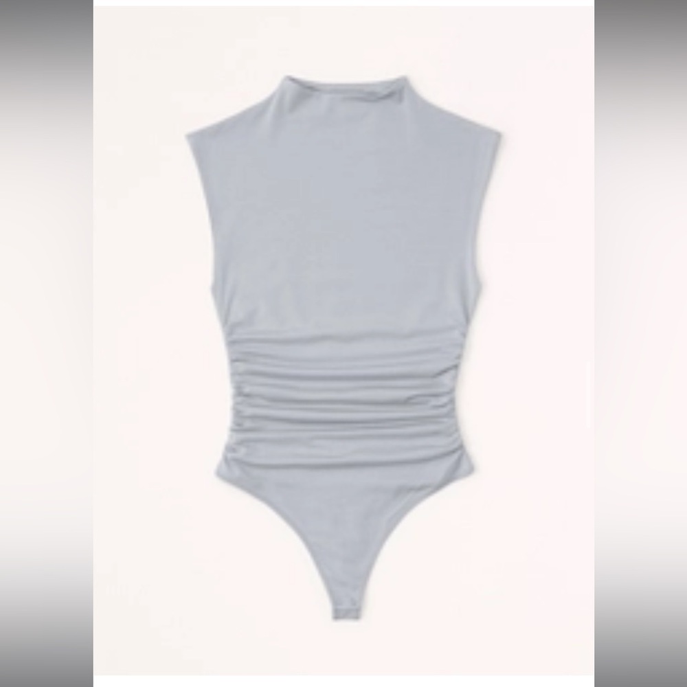 Abercrombie & Fitch cotton-modal ruched shell bodysuit grey XS, NWT